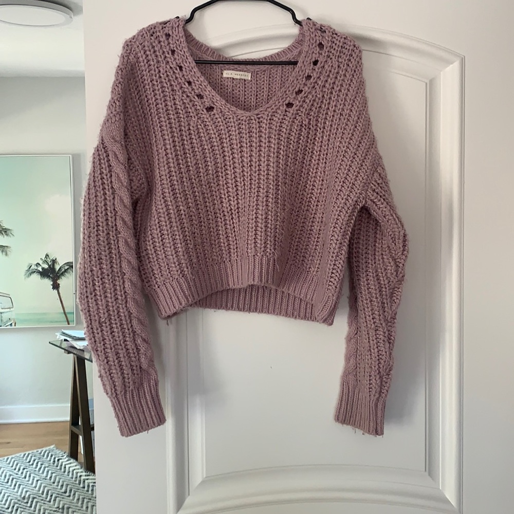 LAHearts Long Sleeve Cropped Lilac Top